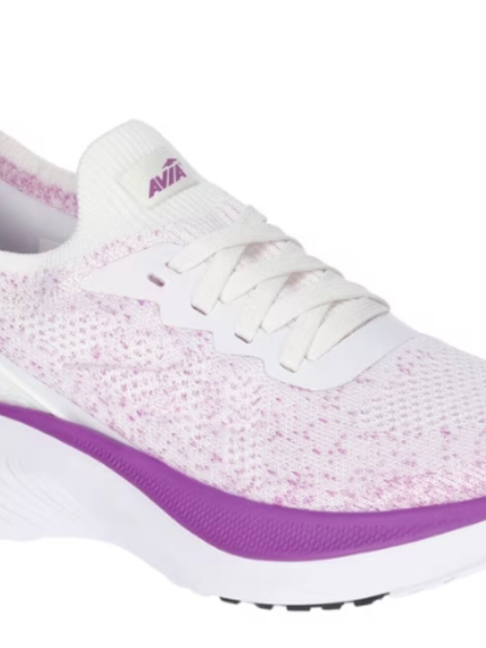 Avia Women's White/Purple Lace-Up Low Top Athletic Sneakers Mesh Rubber Size 10